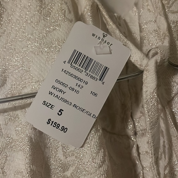 WINDSOR: Ivory, gold design sparkly long dress - Picture 7 of 10